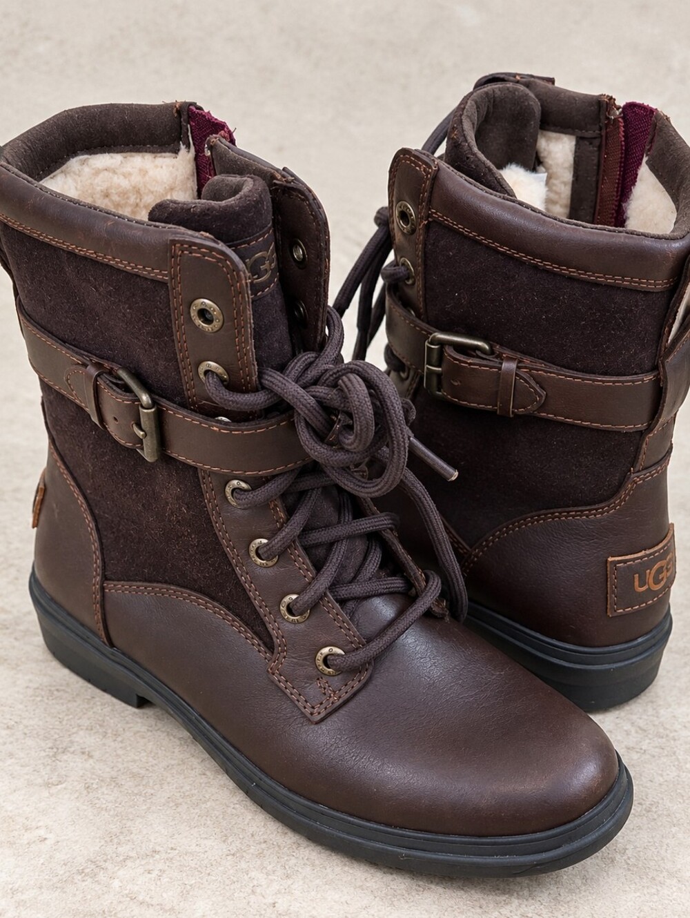 Ugg Kelsey Brown Waterproof Shearling Lined Boots -NWOT